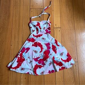 American Vintage Red and White Floral Midi Dress